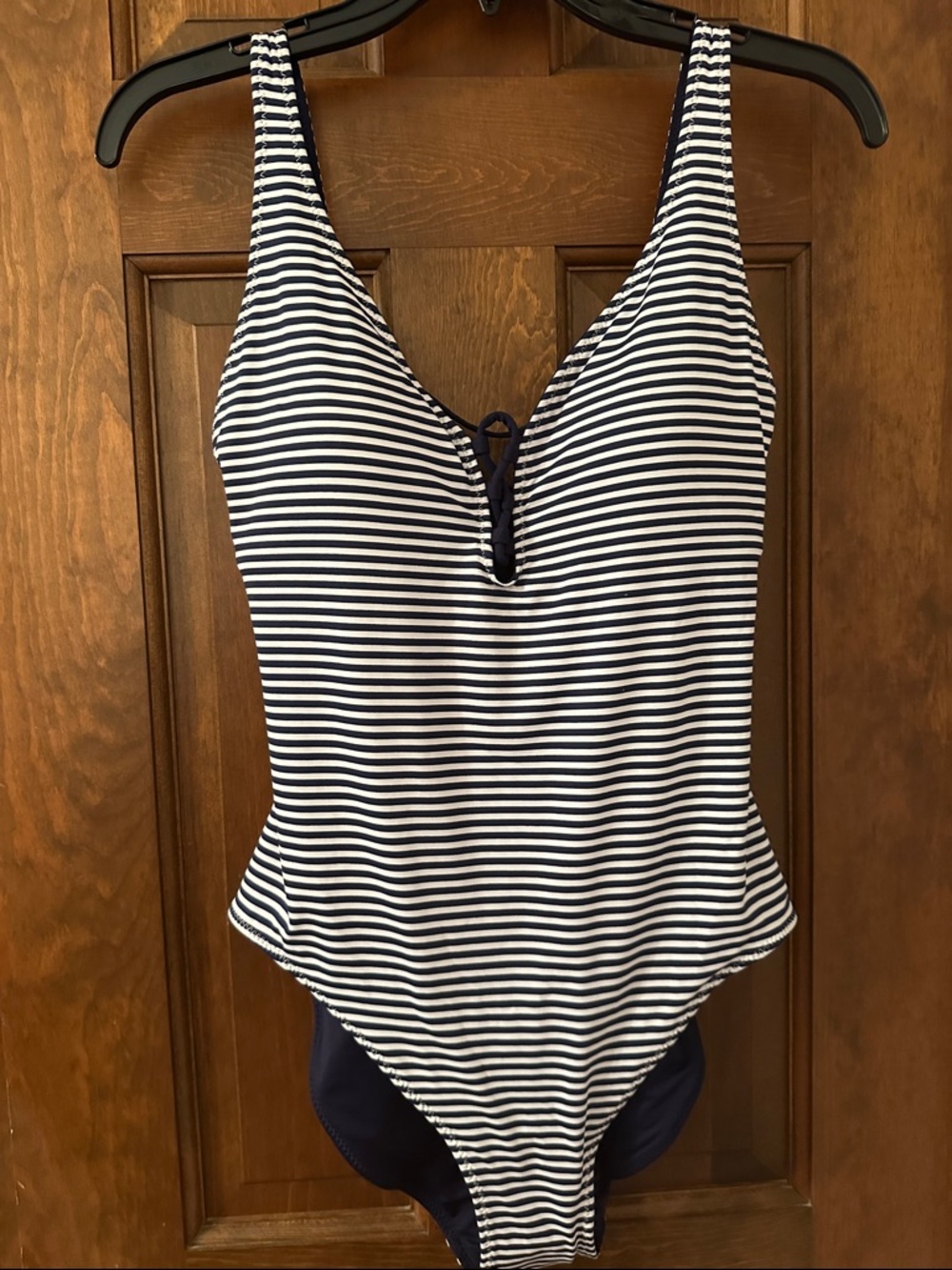 NWT Tommy Bahama Navy and White Striped One-Piece Swimsuit (Size 10)